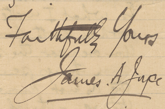 Экспонат выставки: автограф Джойса из письма к Х. Ибсену (март 1901)